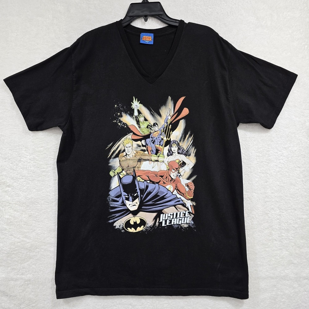 Justice League Men's Short‎ Sleeve Graphic Tshirt Superman Batman Black Size XL